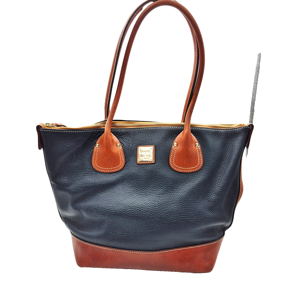 Dooney & Bourke Tote Bag Pebble Grain Leather Navy /Brown Red Lining #J12252621 - Picture 8 of 16